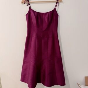 Ann Taylor 100% Silk Magenta Paneled Fit & Flare Dress Size 0